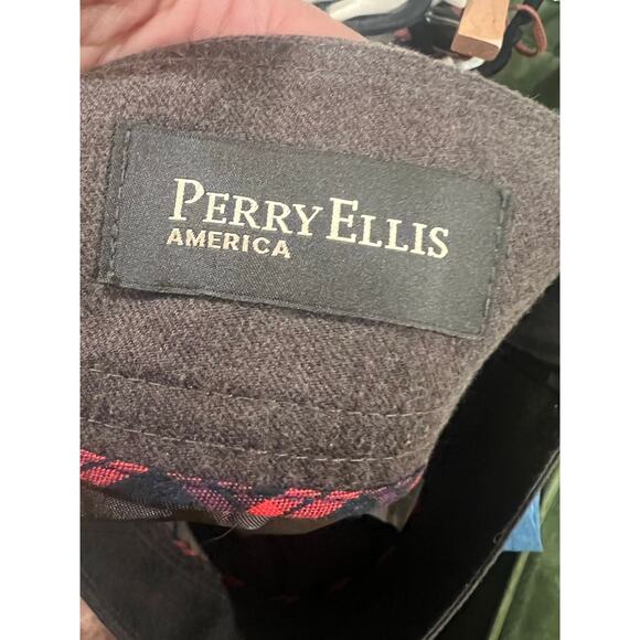 Women’s Perry Ellis Preppy A Line Wool Mini Skirt Brown Medium Business Casual - Picture 6 of 6